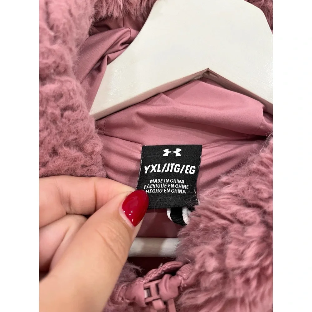 Under Armour Girls XL Pink Sherpa Fleece Hooded Jacket Coat YXL